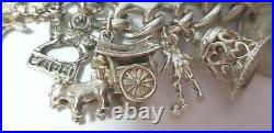 Solid Silver Charm Bracelet & 20 Charms 73 Grams Inc Unusual & Hallmarked Charms