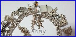 Solid Silver Charm Bracelet & 20 Charms 73 Grams Inc Unusual & Hallmarked Charms