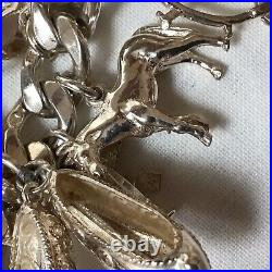 Solid Silver Charm Bracelet, Each Link With Lion Passant, Unusual Charms 99.14g