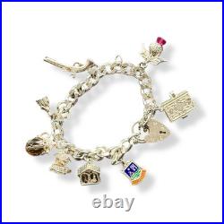 Solid Silver Charm Bracelet With Charms 49g