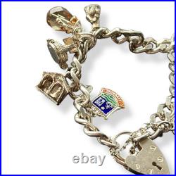 Solid Silver Charm Bracelet With Charms 49g