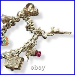 Solid Silver Charm Bracelet With Charms 49g