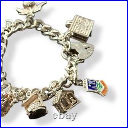 Solid Silver Charm Bracelet With Charms 49g