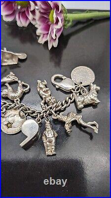 Solid Silver Charm Bracelet with 20+ Charms, Animal Themed, Vintage