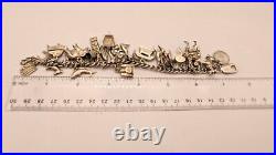 Solid Silver Charm Bracelet with 20+ Charms, Animal Themed, Vintage