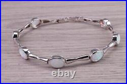 Solid Sterling Silver 925 White Cultured Opel Set Bracelet