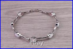 Solid Sterling Silver 925 White Cultured Opel Set Bracelet