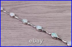 Solid Sterling Silver 925 White Cultured Opel Set Bracelet