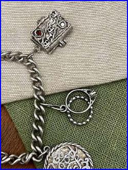 Starter Good Luck Charm Bracelet Solid Sterling 925 Silver Jewelry Vintage