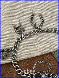 Starter Good Luck Charm Bracelet Solid Sterling 925 Silver Jewelry Vintage