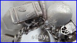Sterling Silver 30 Charm Vintage Bracelet Moving Part Charms Heart Locket