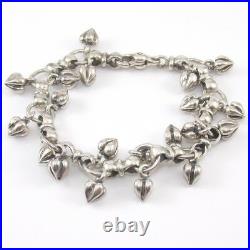 Sterling Silver 3D Puffy Heart Charm Dangle Link Bracelet 7.25