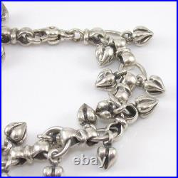Sterling Silver 3D Puffy Heart Charm Dangle Link Bracelet 7.25