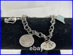 Sterling Silver 4 Charm Bracelet 21 gr Connecticut Skier Graduation Sagittarius