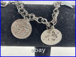 Sterling Silver 4 Charm Bracelet 21 gr Connecticut Skier Graduation Sagittarius