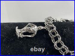 Sterling Silver 4 Charm Bracelet 21 gr Connecticut Skier Graduation Sagittarius