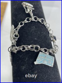Sterling Silver 4 Charm Bracelet 21 gr Connecticut Skier Graduation Sagittarius