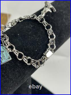 Sterling Silver 4 Charm Bracelet 21 gr Connecticut Skier Graduation Sagittarius