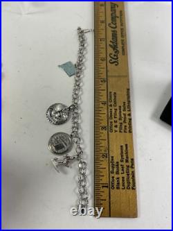Sterling Silver 4 Charm Bracelet 21 gr Connecticut Skier Graduation Sagittarius