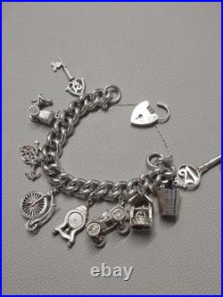 Sterling Silver 925 Antique Charm Bracelet 21st Birthday 6.5 Inch Sterling Silver 925 Antique Charm Bracelet 21st Birthday 6.5 Inch