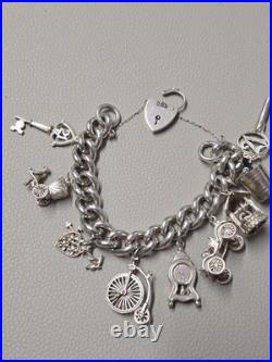 Sterling Silver 925 Antique Charm Bracelet 21st Birthday 6.5 Inch Sterling Silver 925 Antique Charm Bracelet 21st Birthday 6.5 Inch