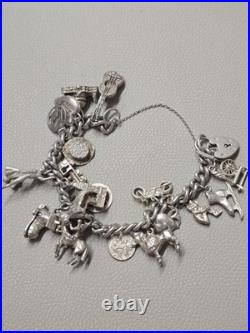 Sterling Silver 925 Antique Charm Bracelet 7 inch Travel, Cathedral, Big Ben Sterling Silver 925 Antique Charm Bracelet 7 inch Travel, Cathedral, Big Ben