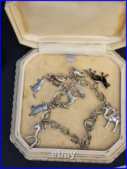 Sterling Silver 925 Bracelet With 9 Charms w Australian Animals Design Vintage Sterling Silver 925 Bracelet With 9 Charms w Australian Animals Design Vintage