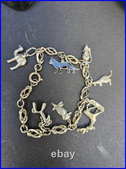 Sterling Silver 925 Bracelet With 9 Charms w Australian Animals Design Vintage Sterling Silver 925 Bracelet With 9 Charms w Australian Animals Design Vintage