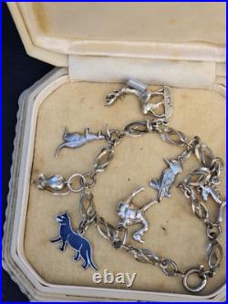 Sterling Silver 925 Bracelet With 9 Charms w Australian Animals Design Vintage Sterling Silver 925 Bracelet With 9 Charms w Australian Animals Design Vintage