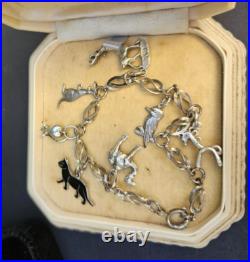 Sterling Silver 925 Bracelet With 9 Charms w Australian Animals Design Vintage Sterling Silver 925 Bracelet With 9 Charms w Australian Animals Design Vintage