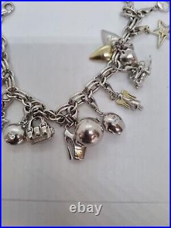 Sterling Silver/925 HOT DIAMONDS charm Bracelet 15 Charms