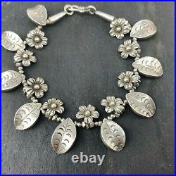 Sterling Silver Bracelet with Rose Flower and Leaf Charms Nomads Wales