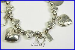 Sterling Silver CHLOBO Multi Hearts Charm Bracelet All My Love Always 2018538