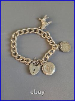 Sterling Silver CHUNKY CURB Links Charm Padlock Bracelet 7inch long Sterling Silver CHUNKY CURB Links Charm Padlock Bracelet 7inch long