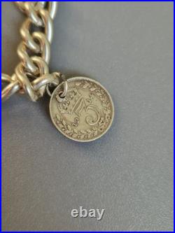 Sterling Silver CHUNKY CURB Links Charm Padlock Bracelet 7inch long Sterling Silver CHUNKY CURB Links Charm Padlock Bracelet 7inch long
