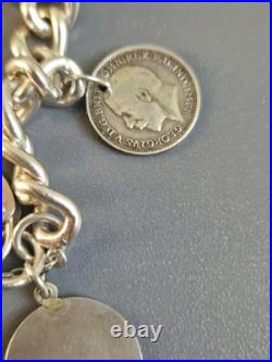 Sterling Silver CHUNKY CURB Links Charm Padlock Bracelet 7inch long Sterling Silver CHUNKY CURB Links Charm Padlock Bracelet 7inch long