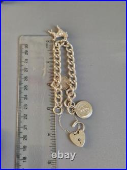 Sterling Silver CHUNKY CURB Links Charm Padlock Bracelet 7inch long Sterling Silver CHUNKY CURB Links Charm Padlock Bracelet 7inch long