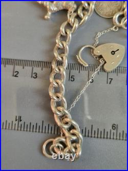 Sterling Silver CHUNKY CURB Links Charm Padlock Bracelet 7inch long Sterling Silver CHUNKY CURB Links Charm Padlock Bracelet 7inch long