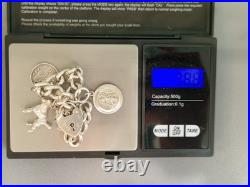 Sterling Silver CHUNKY CURB Links Charm Padlock Bracelet 7inch long Sterling Silver CHUNKY CURB Links Charm Padlock Bracelet 7inch long