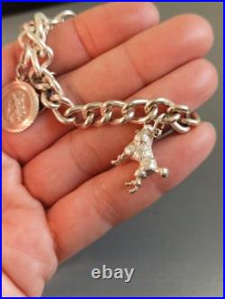 Sterling Silver CHUNKY CURB Links Charm Padlock Bracelet 7inch long Sterling Silver CHUNKY CURB Links Charm Padlock Bracelet 7inch long