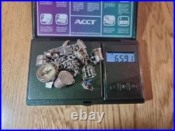 Sterling Silver Charm Bracelet 12 Charms. Car Compass Ring 65g Please See Info