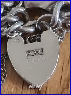 Sterling Silver Charm Bracelet 12 Charms. Car Compass Ring 65g Please See Info