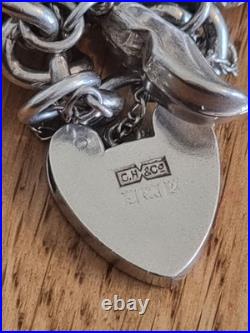 Sterling Silver Charm Bracelet 12 Charms. Car Compass Ring 65g Please See Info