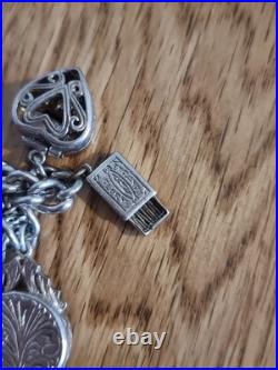 Sterling Silver Charm Bracelet 12 Charms. Car Compass Ring 65g Please See Info