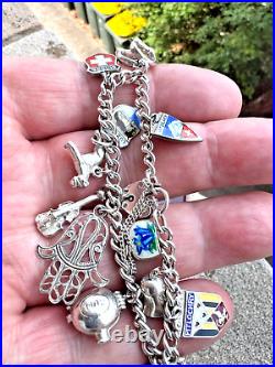 Sterling Silver Charm Bracelet 13 Charms ACCo Birmingham 1960