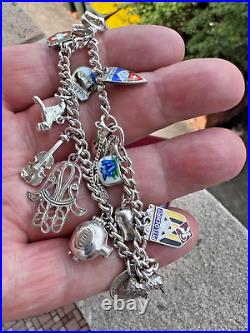 Sterling Silver Charm Bracelet 13 Charms ACCo Birmingham 1960