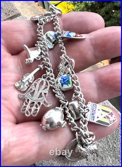 Sterling Silver Charm Bracelet 13 Charms ACCo Birmingham 1960