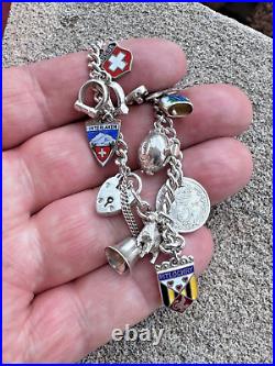 Sterling Silver Charm Bracelet 13 Charms ACCo Birmingham 1960