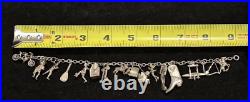 Sterling Silver Charm Bracelet 17 Charms, 40.1 Grams, Tested Sterling, Vintage
