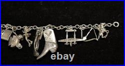 Sterling Silver Charm Bracelet 17 Charms, 40.1 Grams, Tested Sterling, Vintage